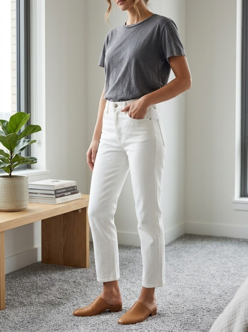AMO Chloe Crop Jeans in Sea Salt. Size 30.